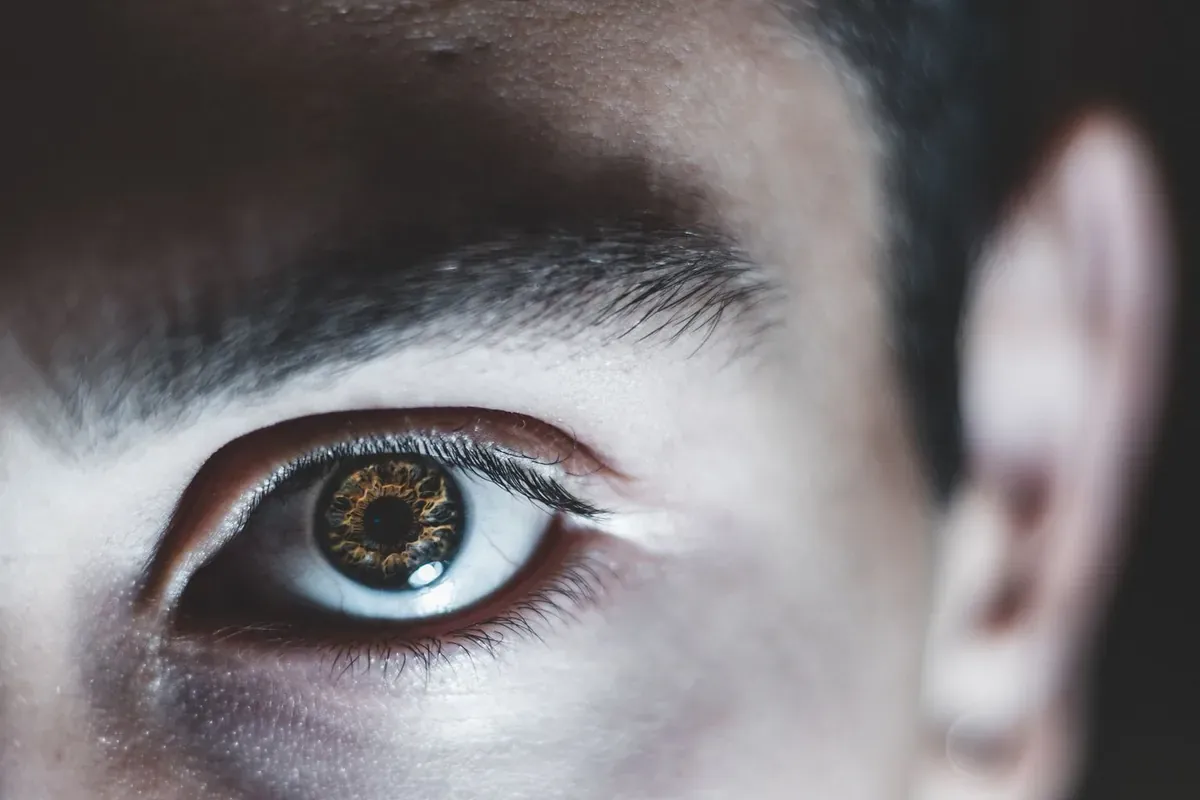 A close-up of a person's eye